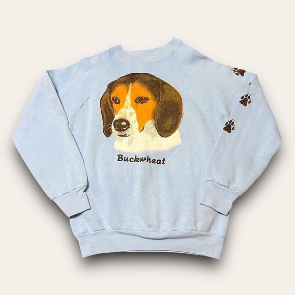 Vintage Tops - Vintage Beagle Crewneck Sweatshirt 80s Size Medium Kitsch Retro Fido